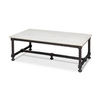 Marble top coffee table with side view.