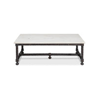 Front view of marble coffee table.