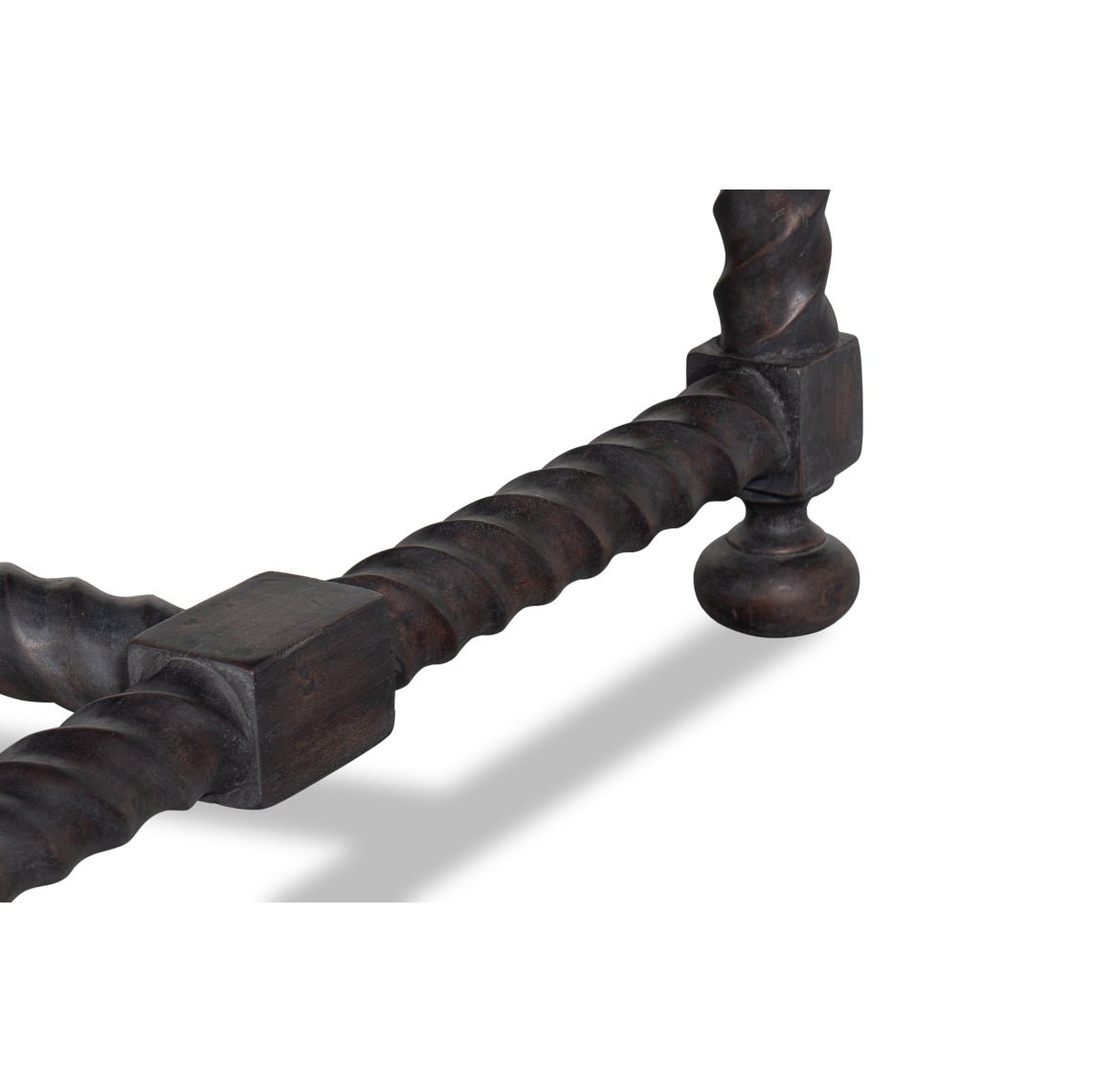 Detailed view of table leg connection.