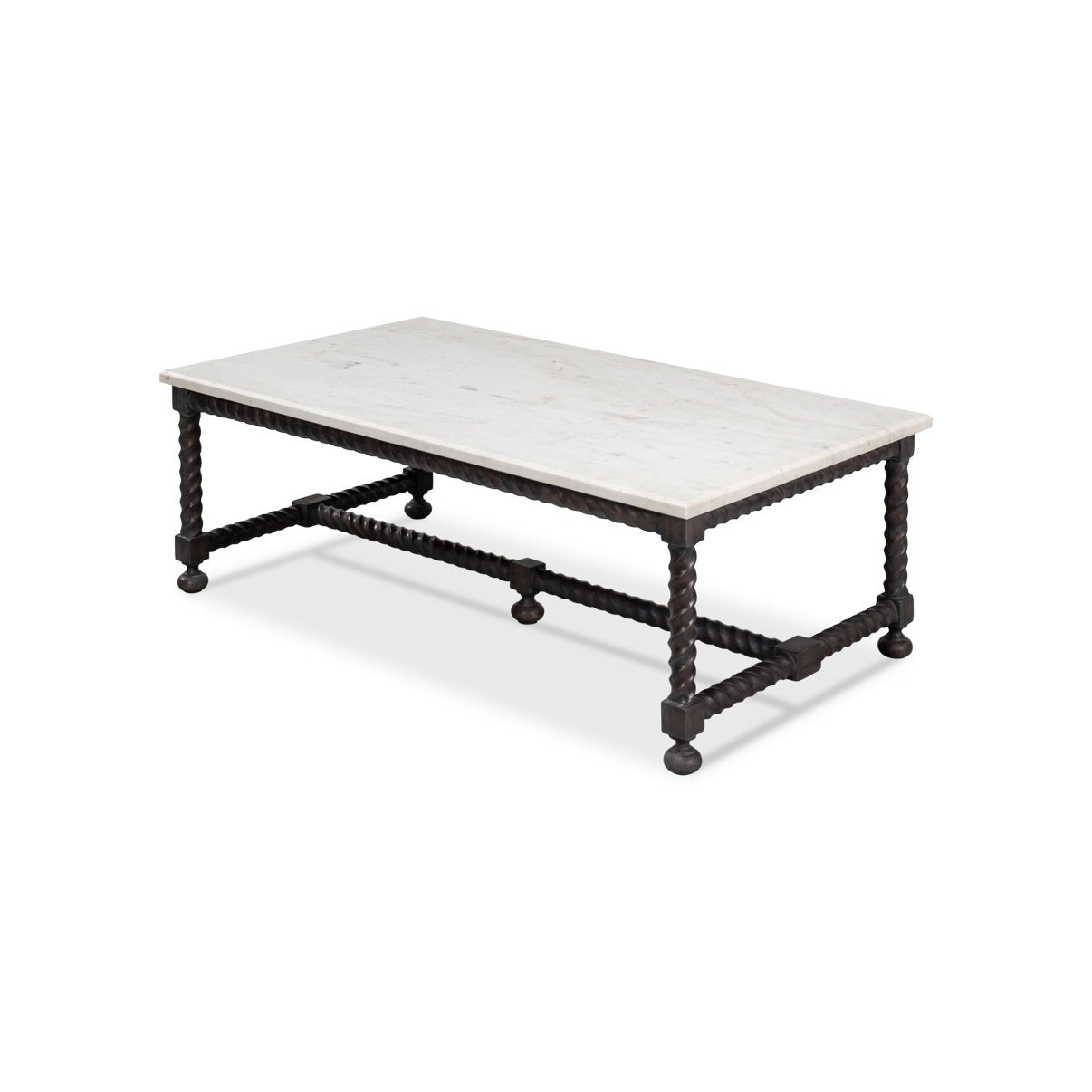 Angled view of coffee table base.