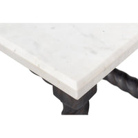 Detailed close-up of marble table edge.