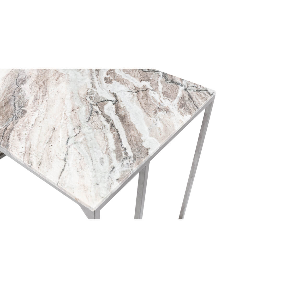 Close-up of marble texture on desk corner.