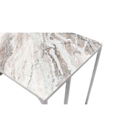 Close-up of marble texture on desk corner.