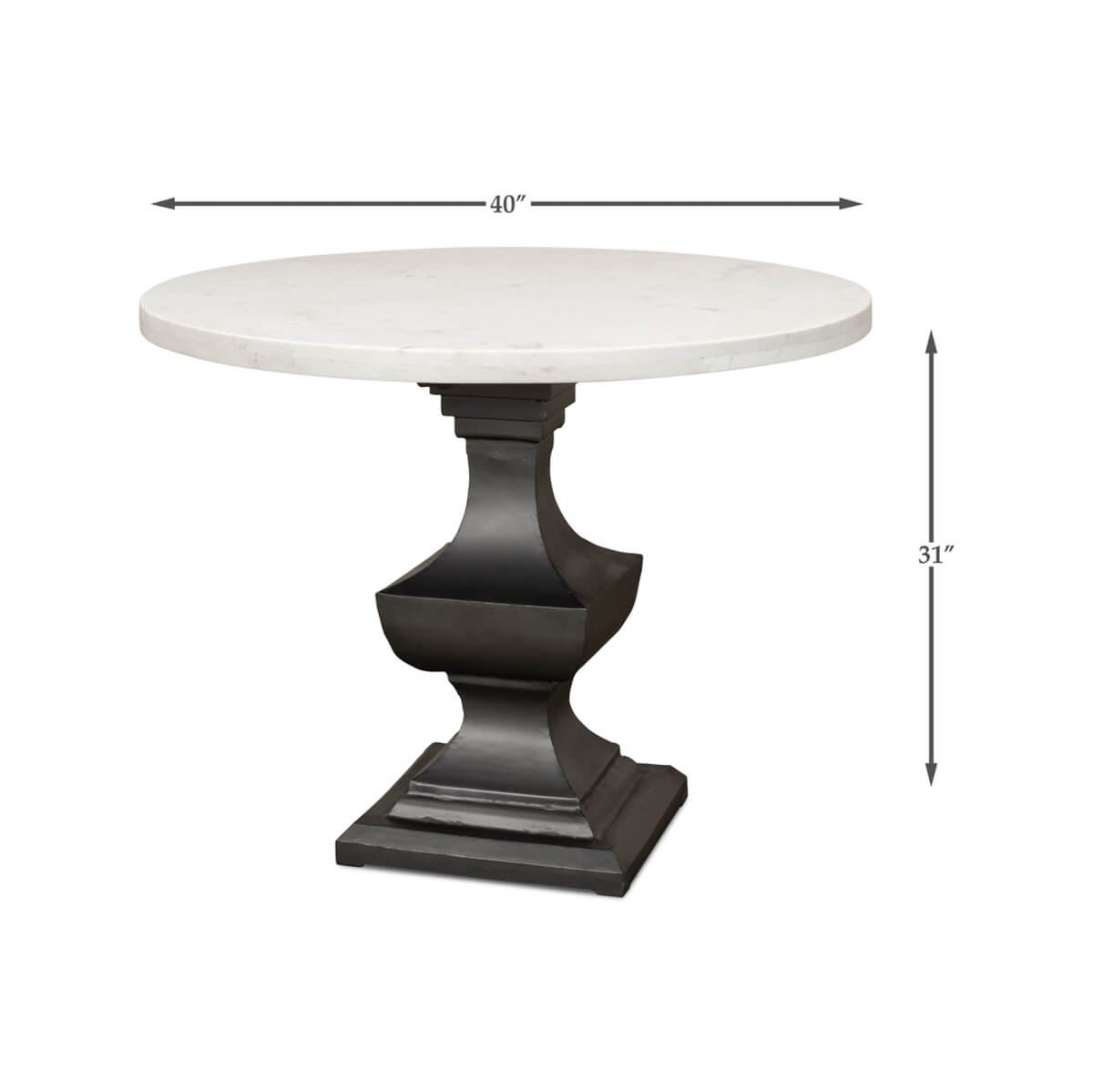 Marble dining table with dimensions, 40"x31".