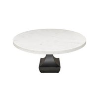 Low angle of marble dining table.