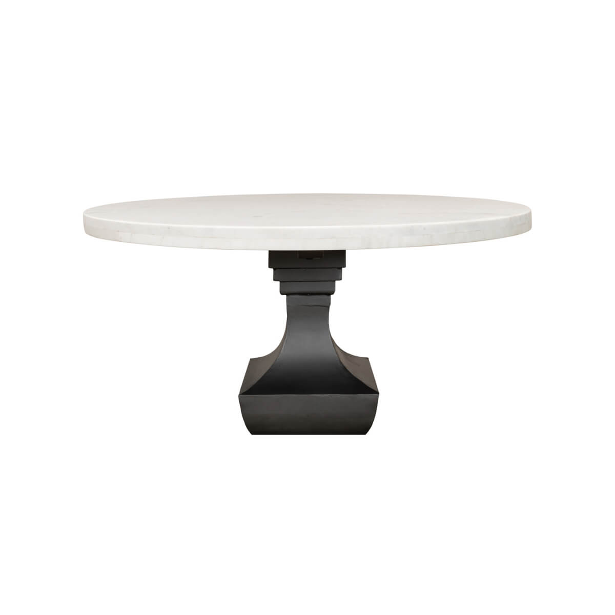 Side view of marble top dining table.