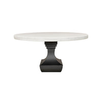 Side view of marble top dining table.