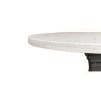 Edge detail of marble dining table top.