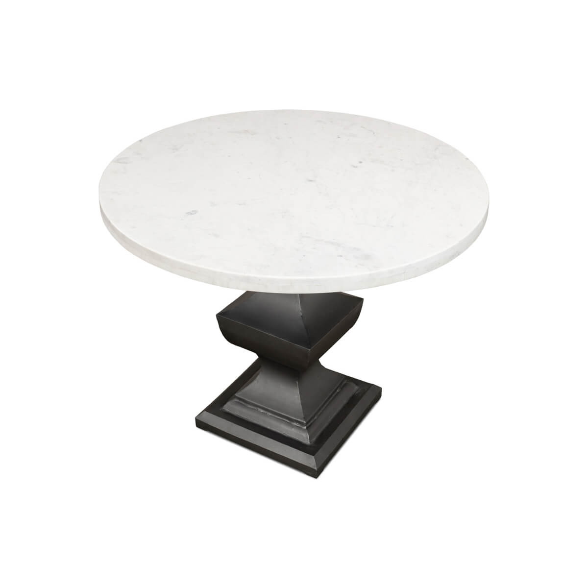 Top angle of marble dining table.