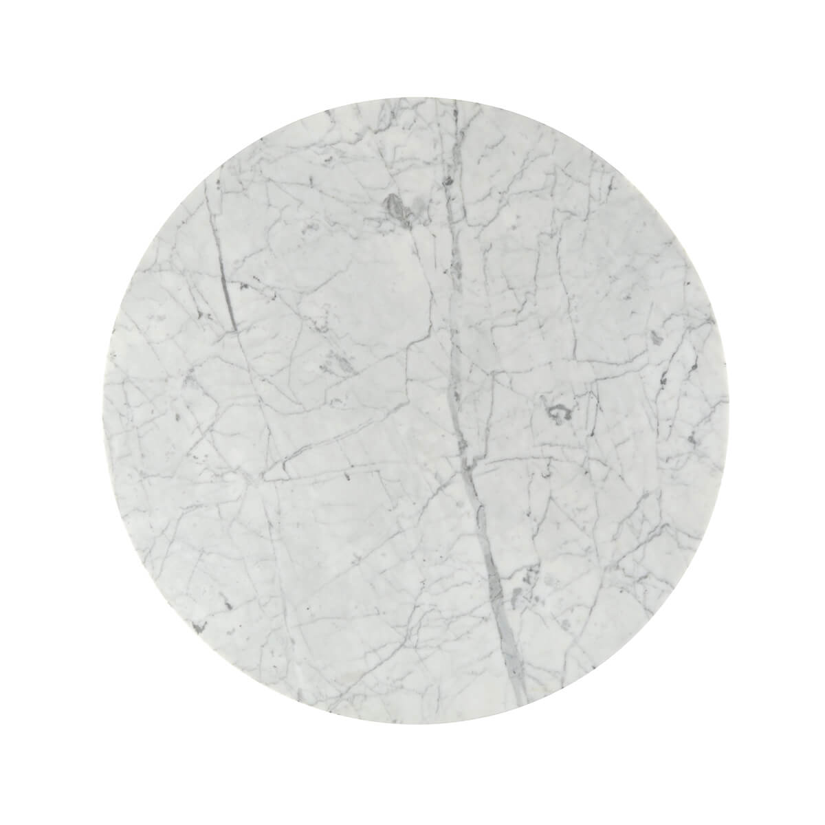 Close-up of round marble top of center table.