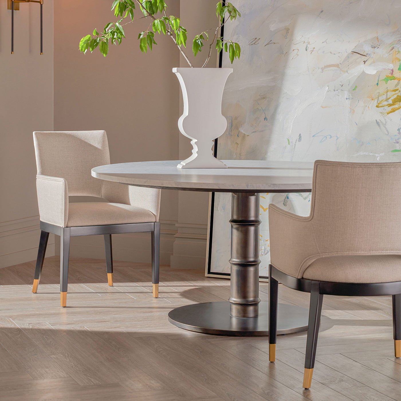 Dining table with chairs in elegant modern room