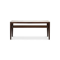 Front view of marble top console table.