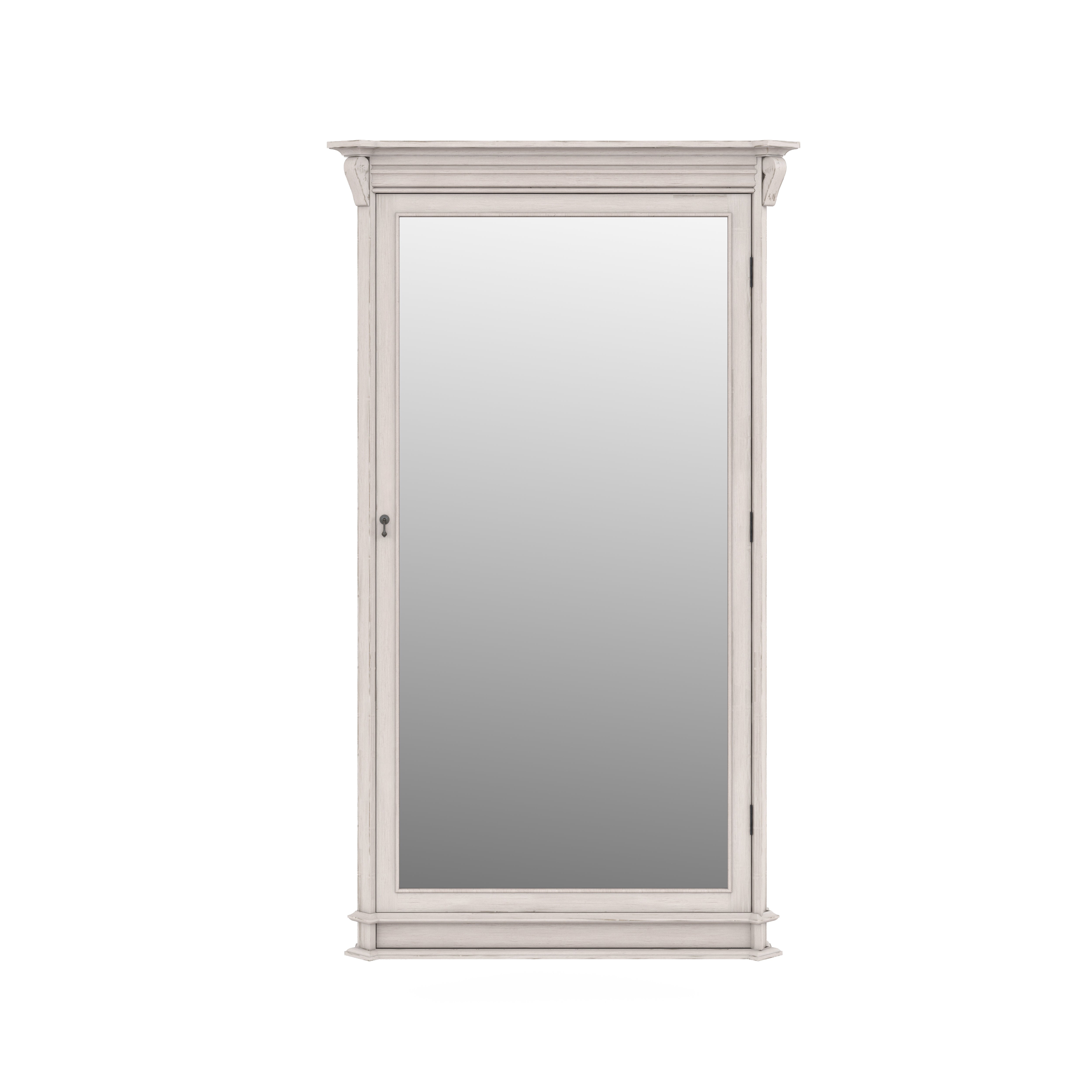 Closed ivory floor mirror, front view