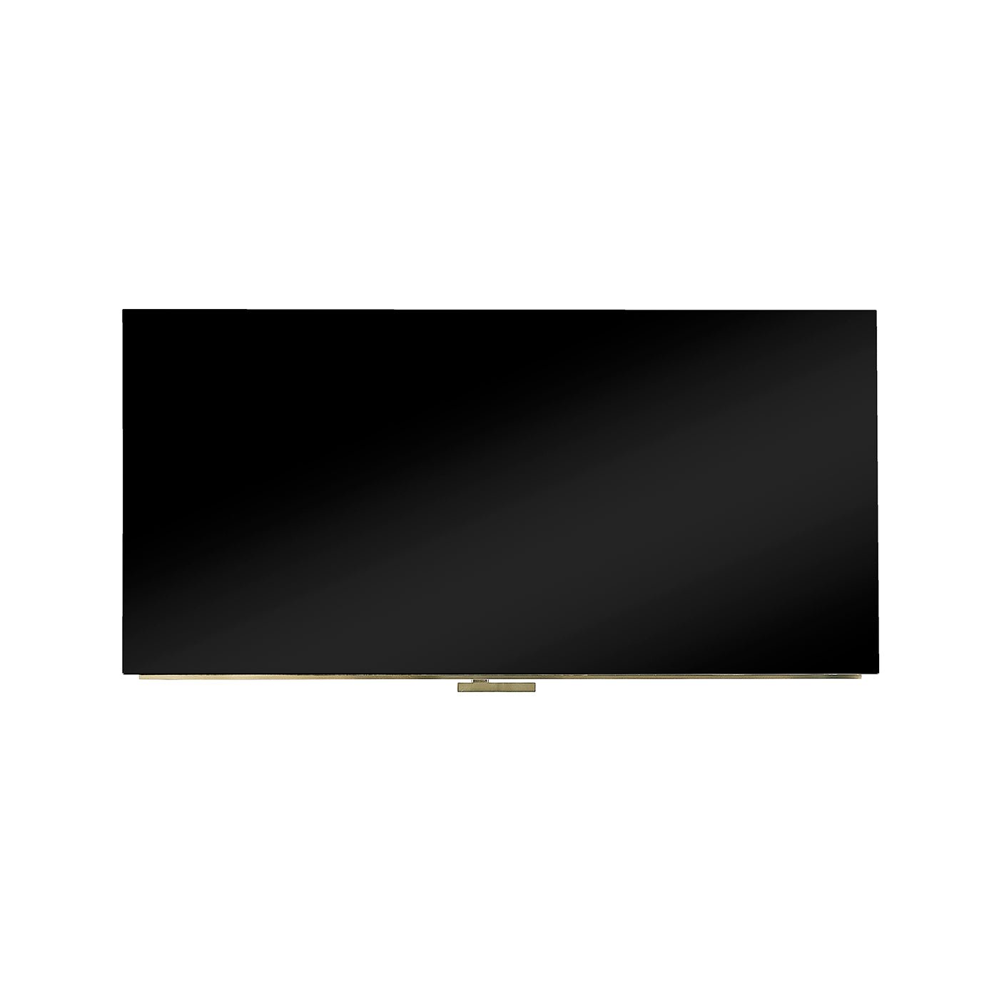 Top view of the black surface on accent cabinet.