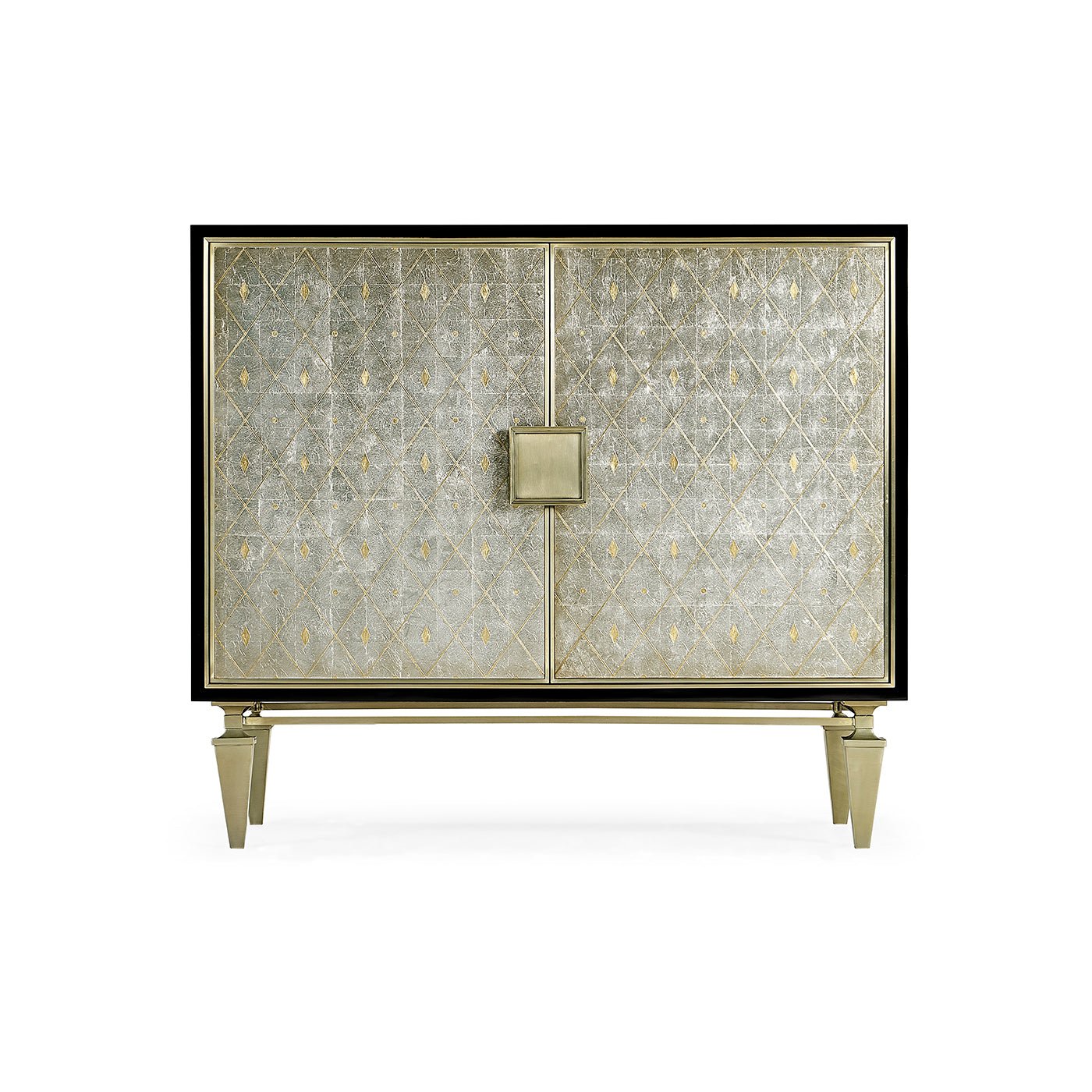 Front view of Mid Century accent cabinet design.