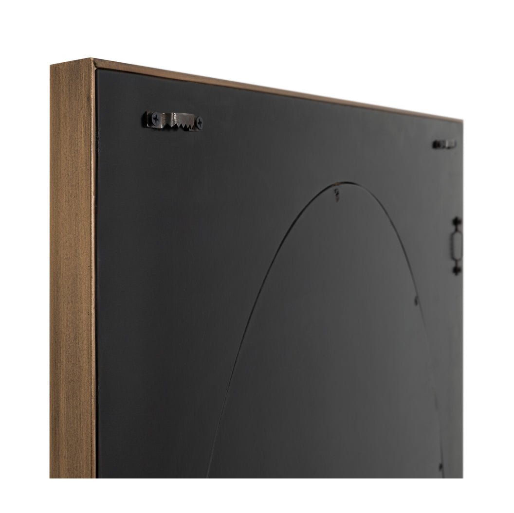 Back of mirror showing mounting hardware.
