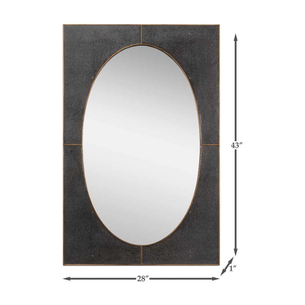 Dimensions of oval mirror with antique grey frame.