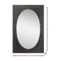 Dimensions of oval mirror with antique grey frame.