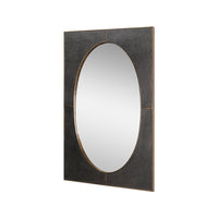 Side angle of mid-century mirror with oval design.