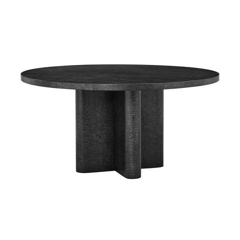 Mid Century Black Burl Round Dining Table