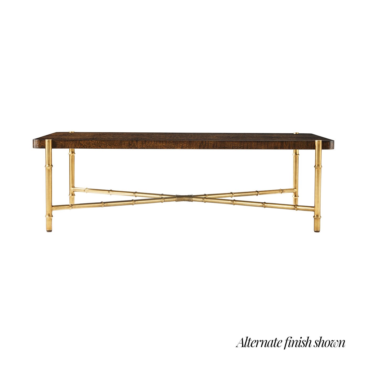 Golden leg alternative finish, straight view of coffee table