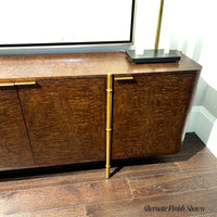 Brown burl wood sideboard close-up, alternate finish detail.