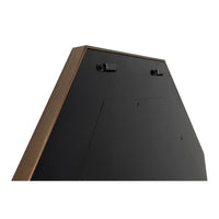 Back view of blue octagonal mirror with hooks.