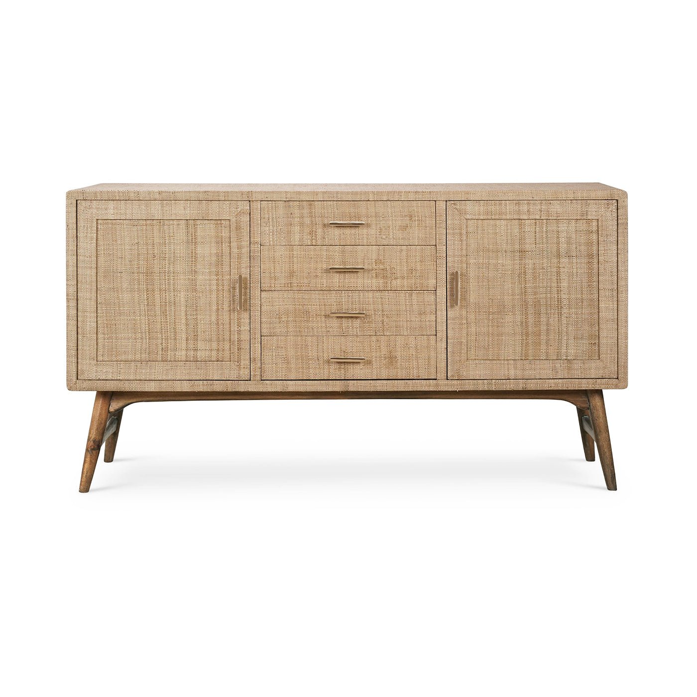 Front view of mid-century buffet sideboard closed.