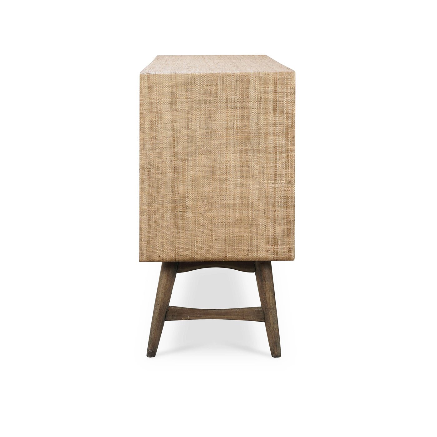 Side view of mid-century buffet sideboard.