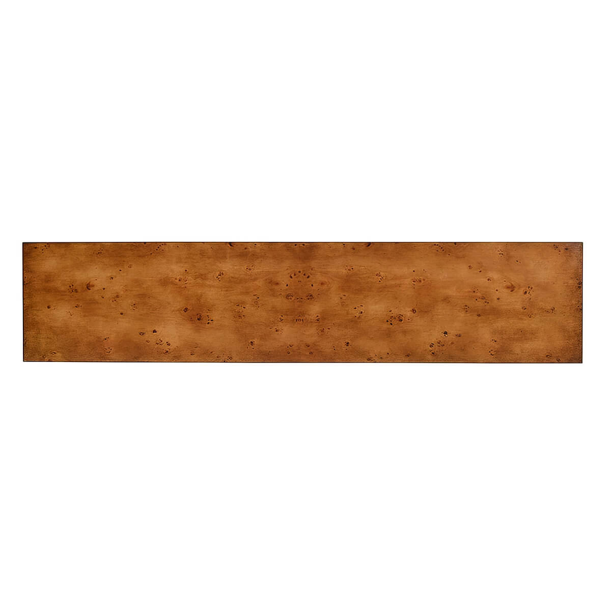 Top view of burl console table surface.