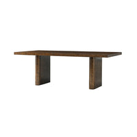 Mid century burl dining table, side view.