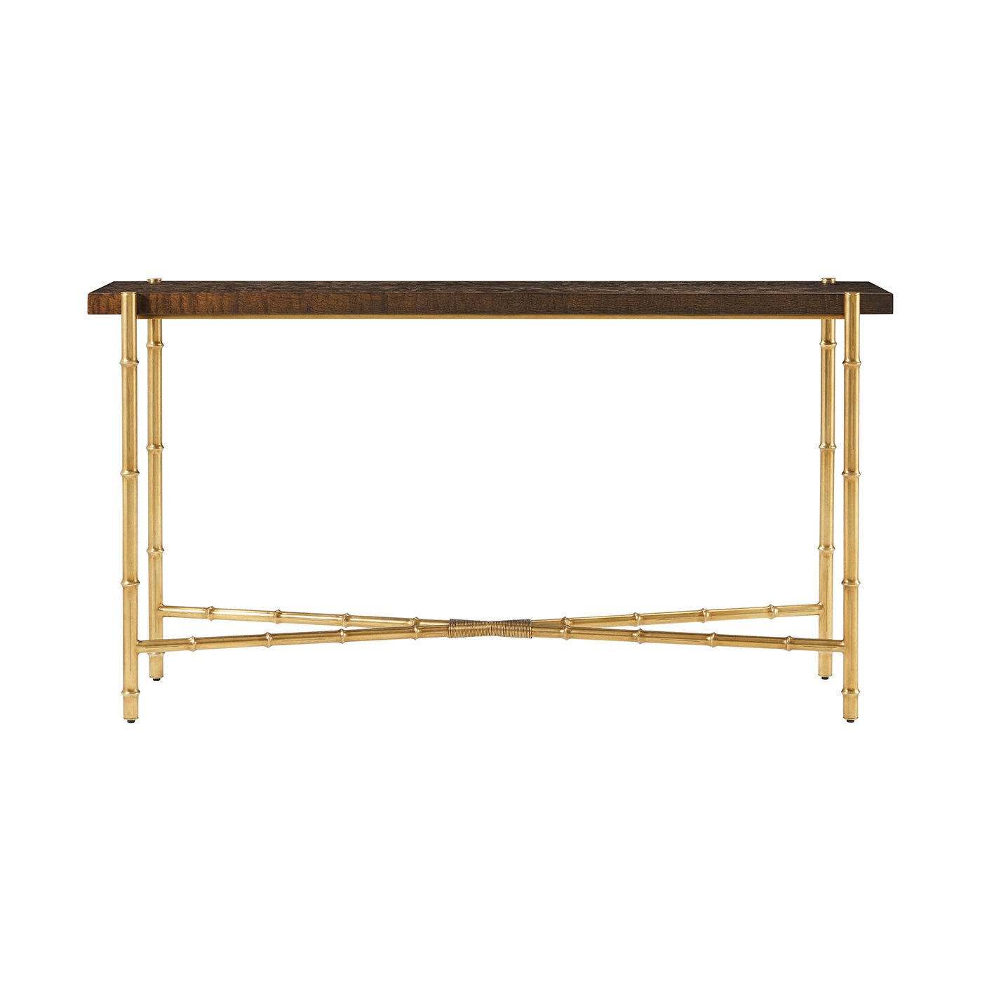 Front view of Mid Century console table design.