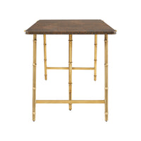 Writing table side profile, highlighting leg detail.