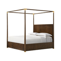 Mid century canopy bed side angle view.