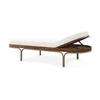 Adjustable chaise lounge, side view with open storage.