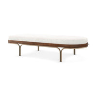 Mid-century chaise lounge, side view with closed storage.
