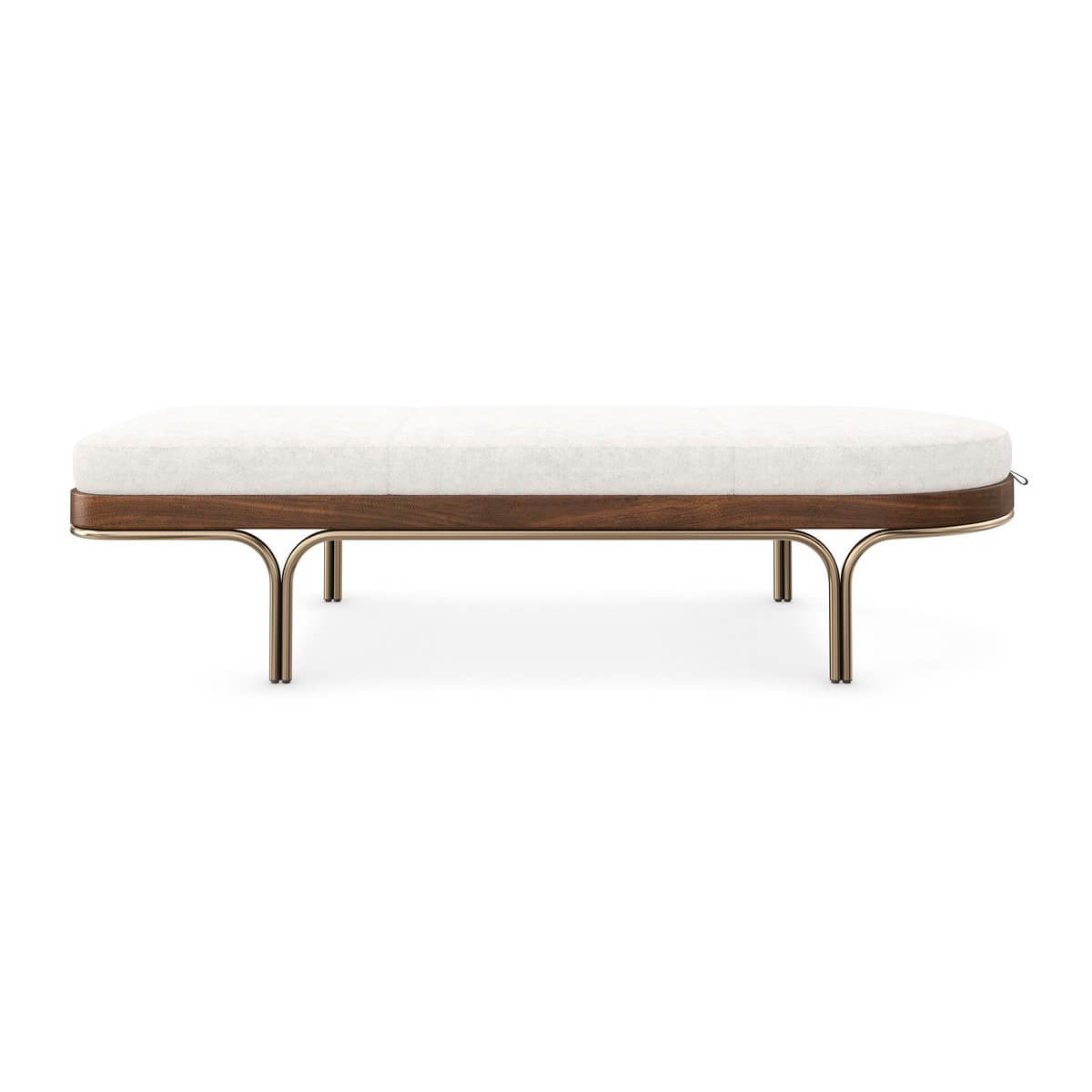 Front view of modern wooden chaise lounge.