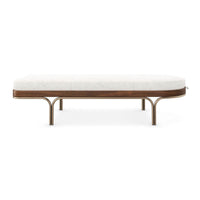 Front view of modern wooden chaise lounge.