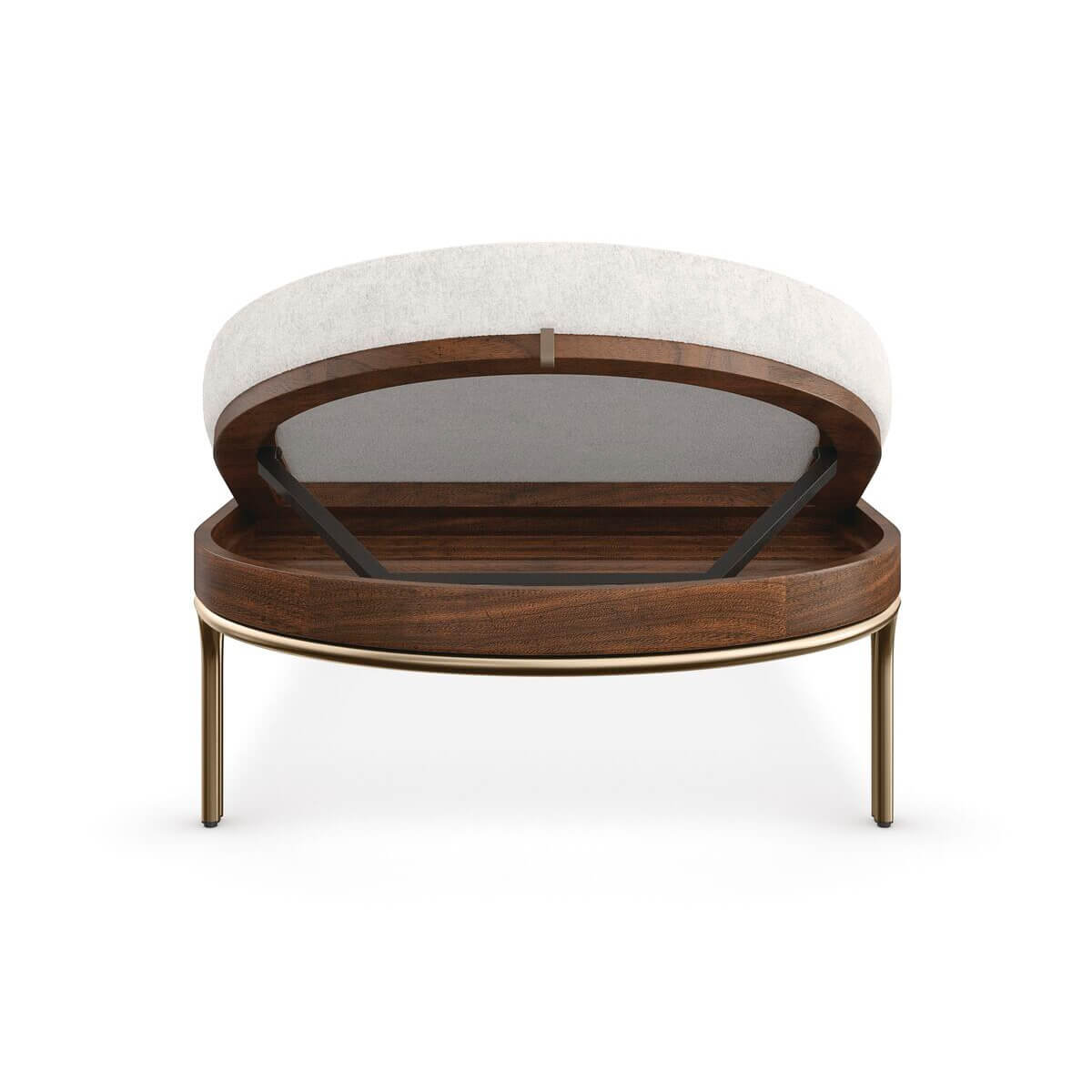 Open storage detail, end view of chaise lounge.