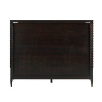 Mid-century channeled bed, rear frame view.