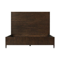 Mid-century channeled bed, back view without mattress.