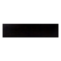 Top view of dark wood mid-century console table.