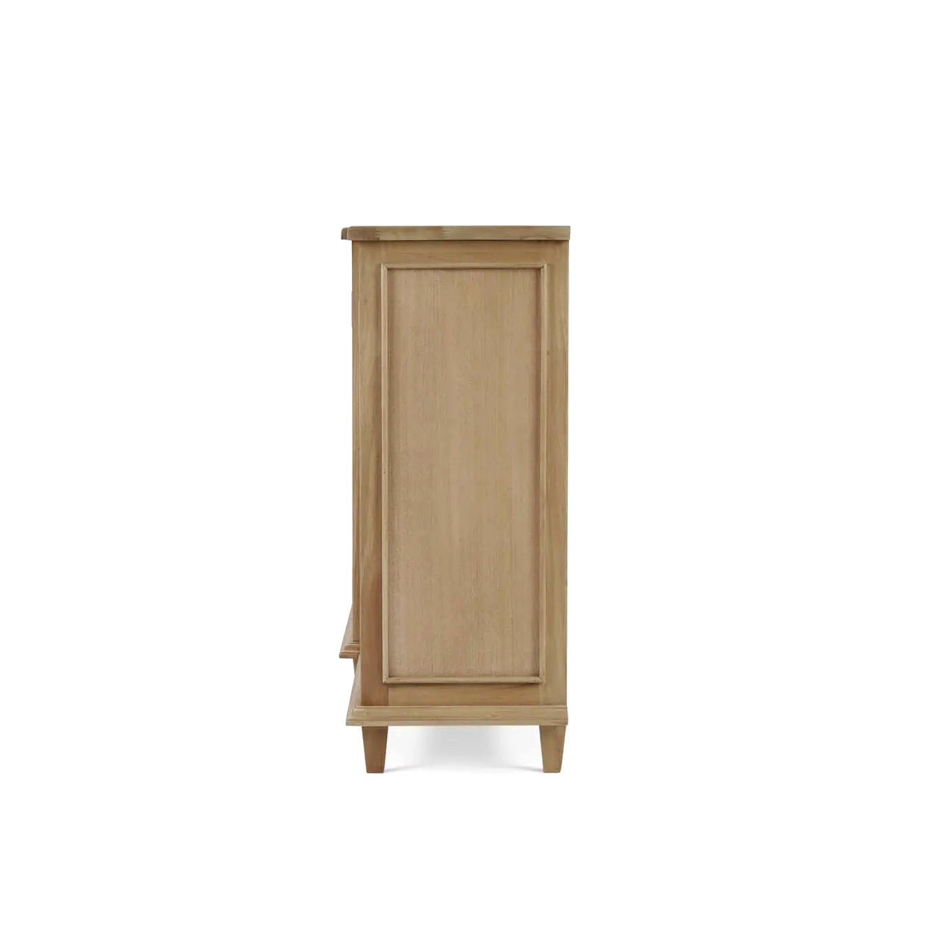 Side view of mid-century credenza, minimalistic design.