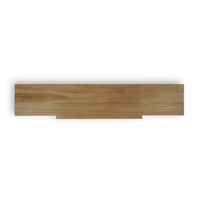 Top view of mid-century credenza, smooth fruitwood surface.