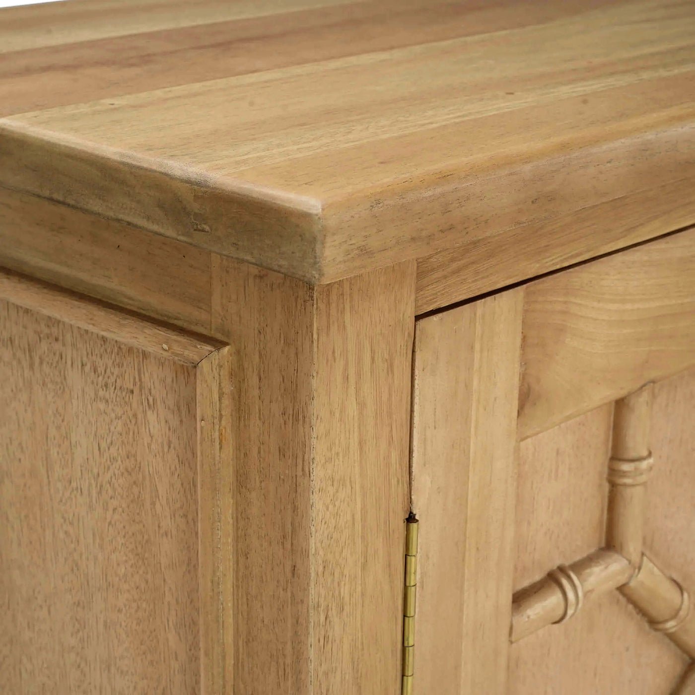 Mid-century credenza edge and top panel, fruitwood finish.