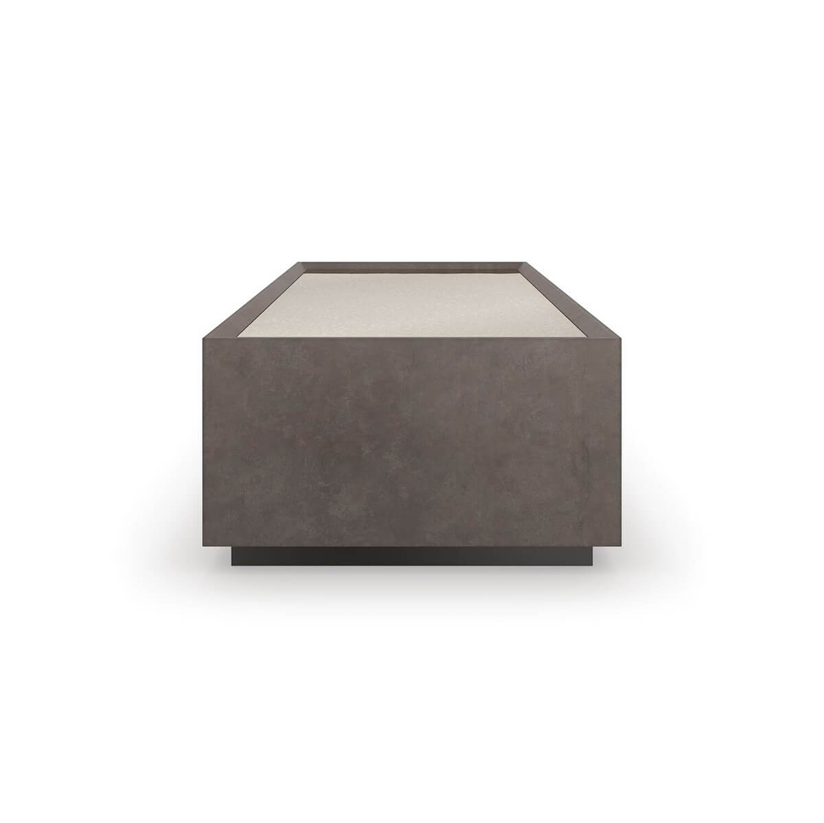 Side view of mid-century cube cocktail table.