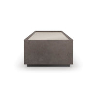 Side view of mid-century cube cocktail table.