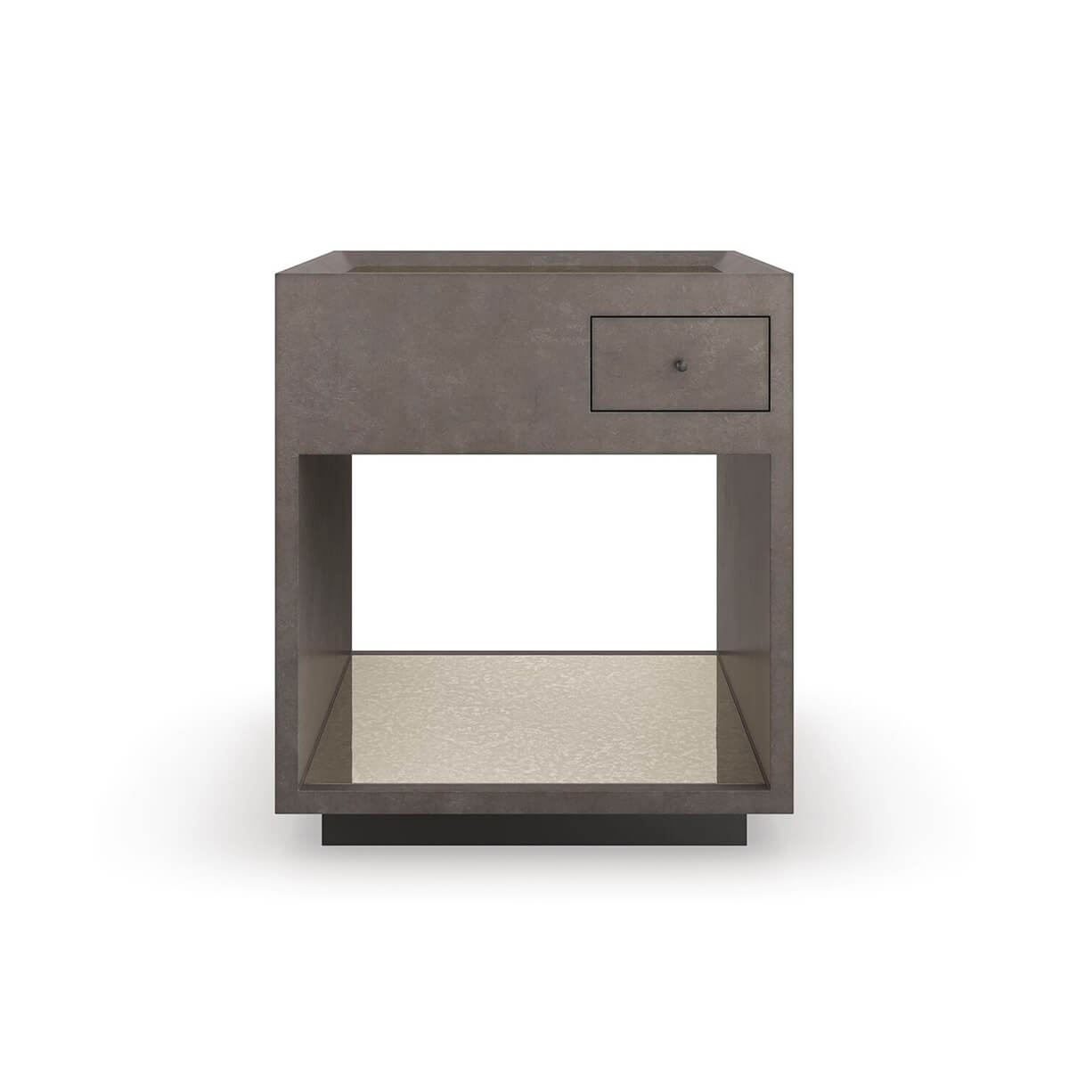Mid Century Cube End Table front view with drawer