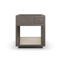 Mid Century Cube End Table front view with drawer