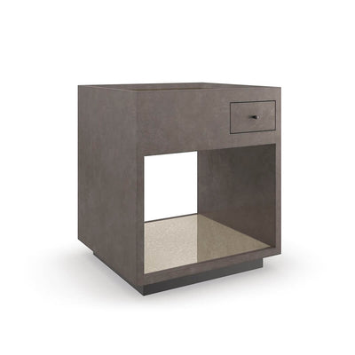Mid Century Cube End Table angled front view
